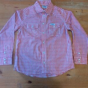 Wrangler Kids Red and White Checkered Button Down Shirt